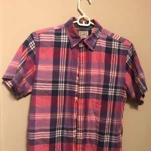 Pink and purple Plaid button up shirt